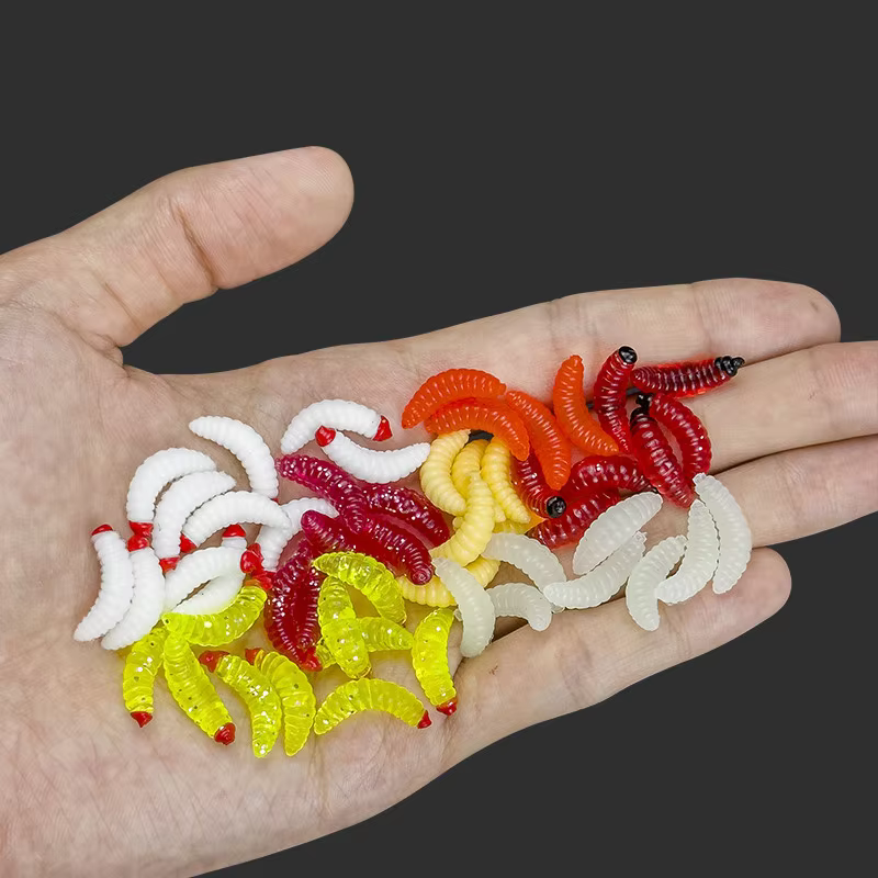 Vinilo tipo lombriz amarillo fosforescente para pesca - imagen 5