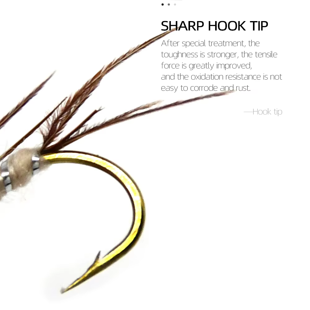 Moscas artificiales MNFT bead head dorada – Efecto arcoíris pesca con mosca - imagen 4