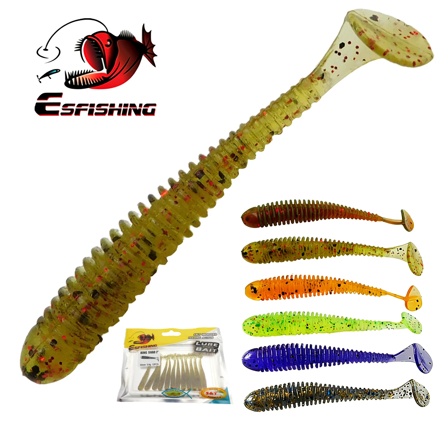 ESFISHING Swing Impact Ring Shad – Vinilo blando para lubina