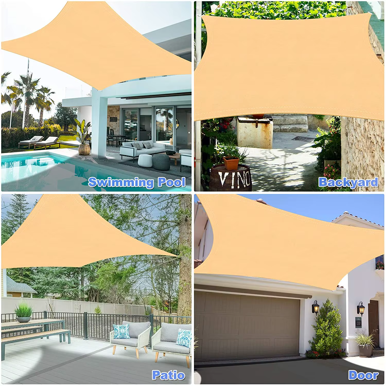 Toldo Impermeable Shade Sail 4x3m – Sombra Exterior para Jardín Terraza - imagen 5