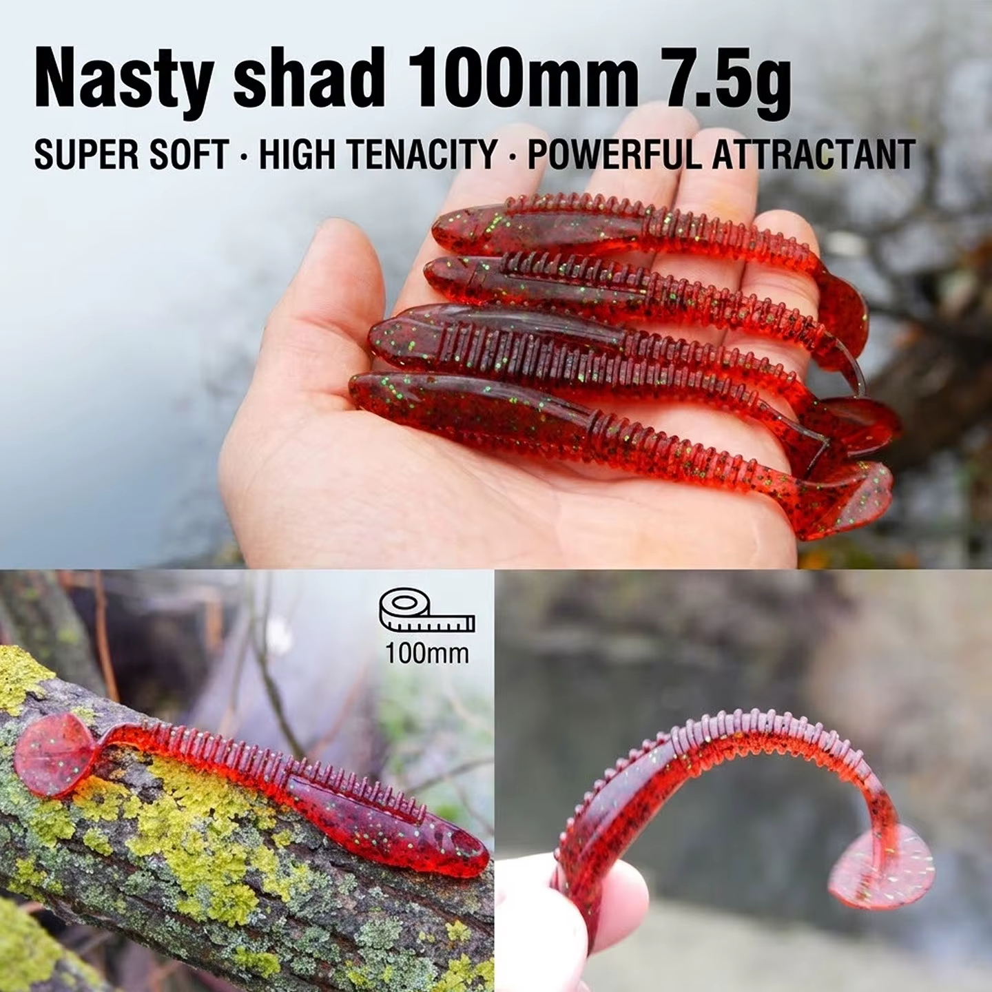 ESFISHING Nasty Shad – Señuelo de silicona suave para spinning