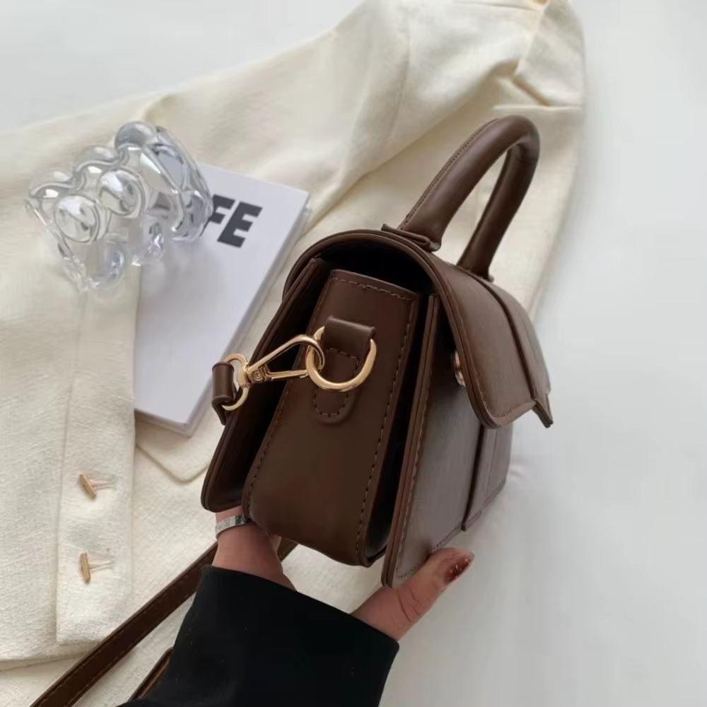 Bolso de hombro para mujer vintage de cuero PU cuadrado - imagen 3