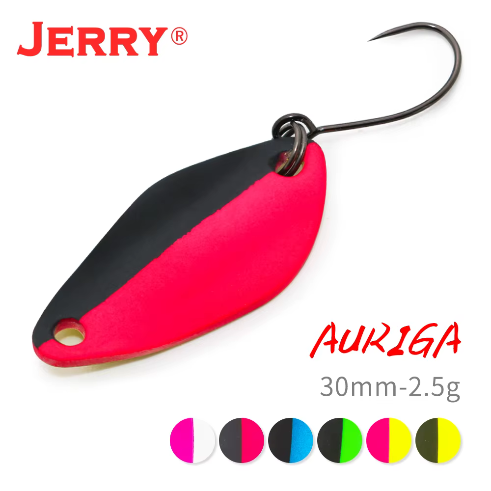 Jerry Auriga-cuchara micro ancha para trucha colores UV brillante