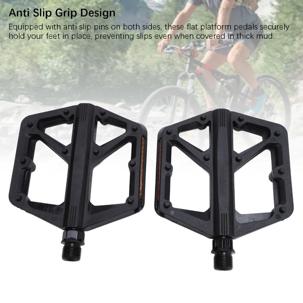 Pedales de plataforma ancha de nailon con tira reflectante para bici - imagen 2