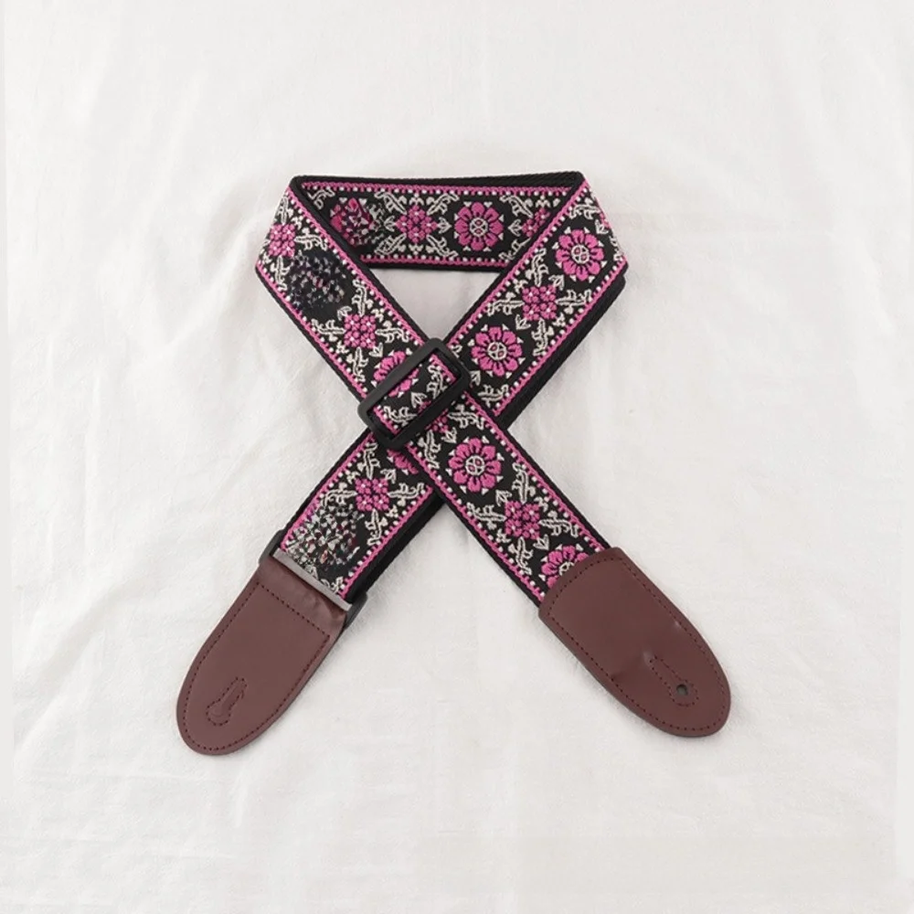 Correa de cuero duradera para guitarra, cuello ancha ajustable bordada - imagen 5