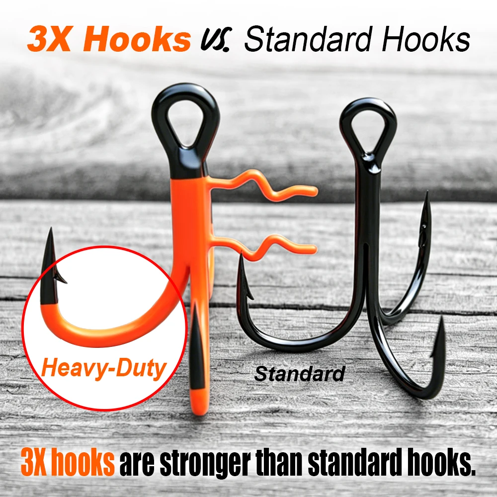 Spinpoler 3X Strong Anzuelo triple UV naranja con asistencia y púas - imagen 4