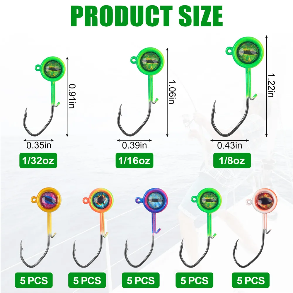 Crappie Jig Heads con ojos 3D Swimbait para trucha lubina y vinilo - imagen 3