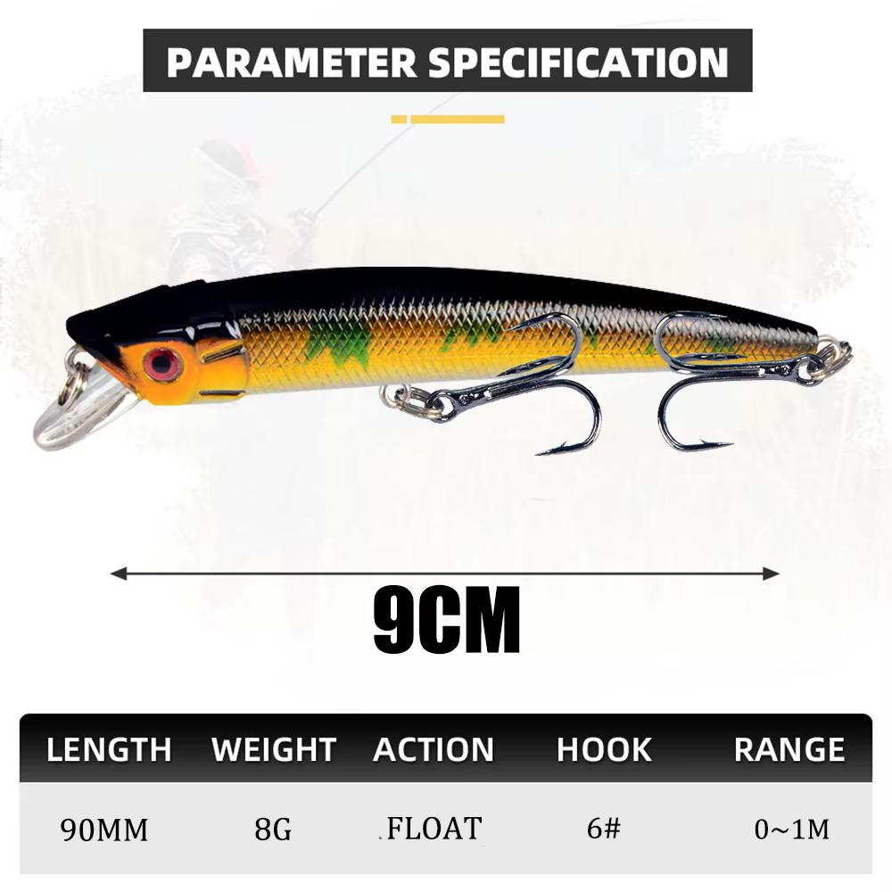 Thritop Minnow flotante 95mm 8g – Señuelo duro para pesca - imagen 5