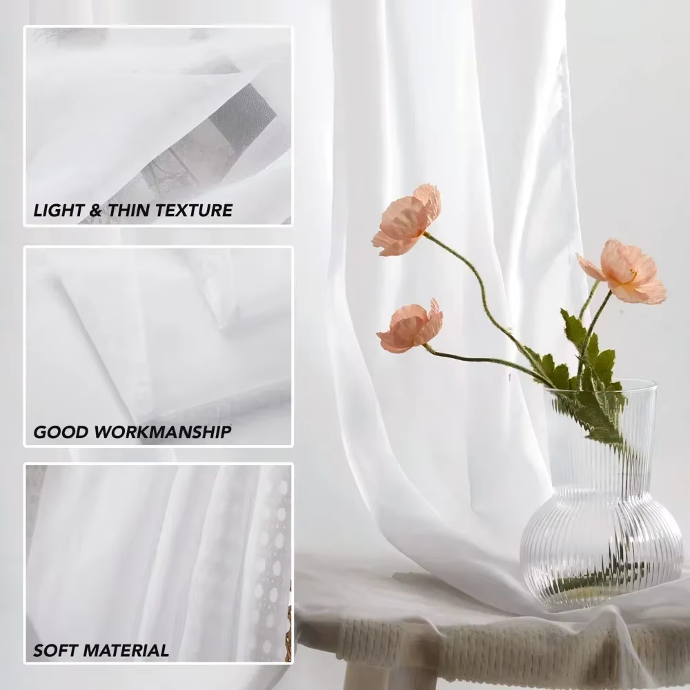 Cortinas gasa transparente con ojales – Luz filtrada elegante - imagen 5