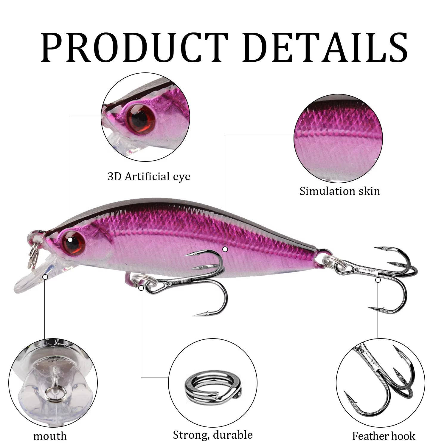 Señuelo Wobbler hundido plástico pececillos 5cm 3g para lubina y lucio - imagen 3