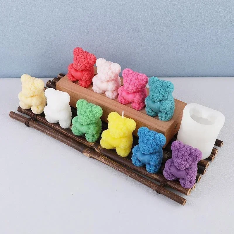 Molde de silicona 3D oso para velas y resina artesanal