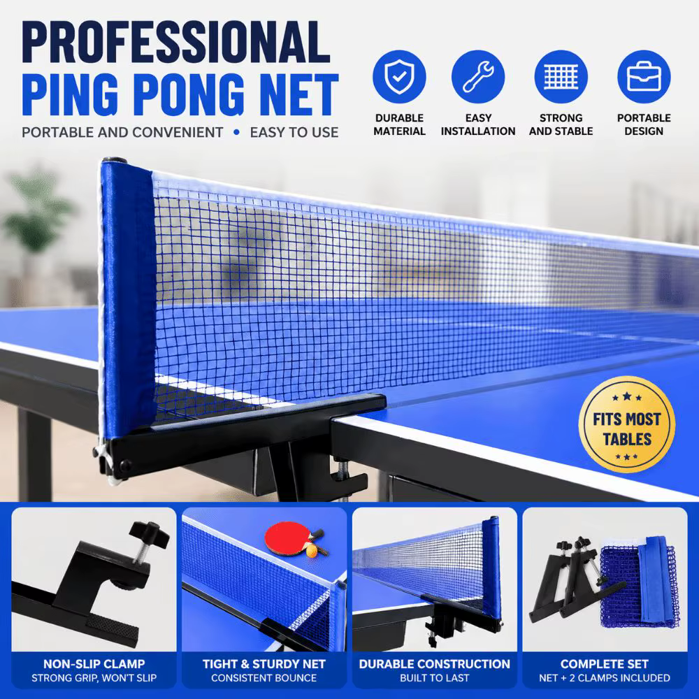 Red de tenis de mesa engrosada con abrazadera ajustable y postes - imagen 4