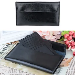 Cartera larga de cuero genuino para mujer, delgada y gran capacidad