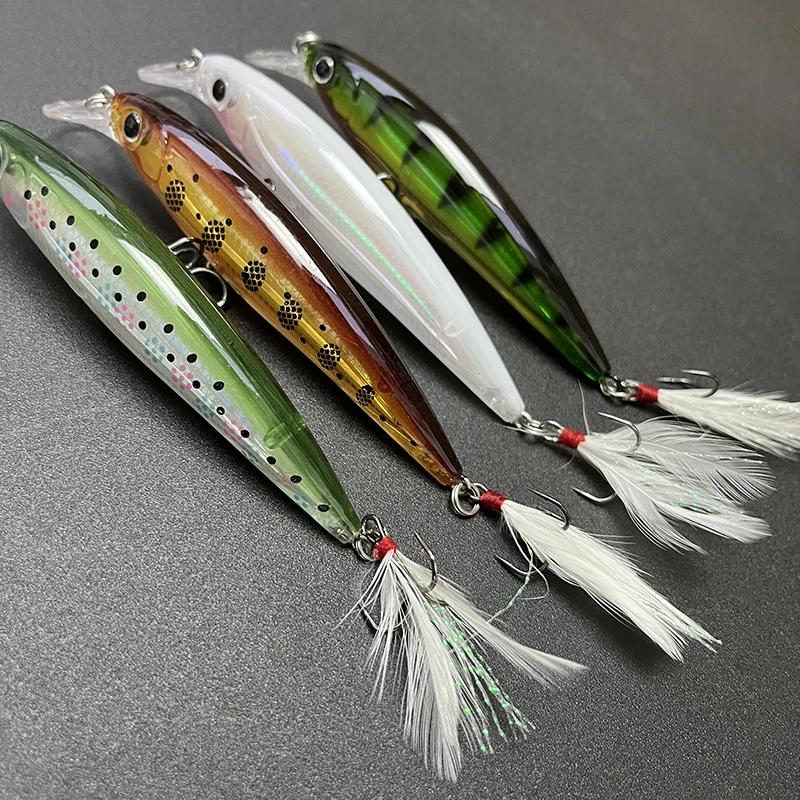 Señuelo swimbait flotante pececillo con plumas para lucio - imagen 4