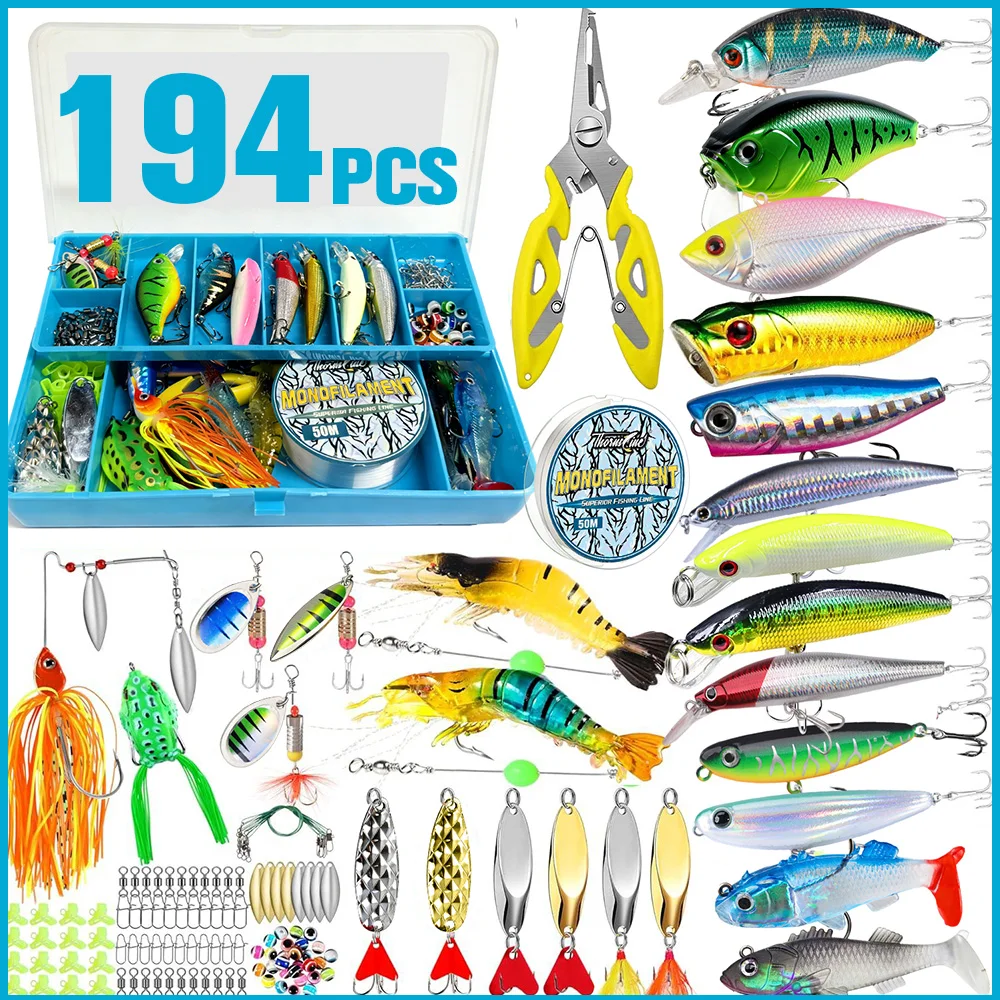 Caja de aparejos con compartimentos del kit de pesca