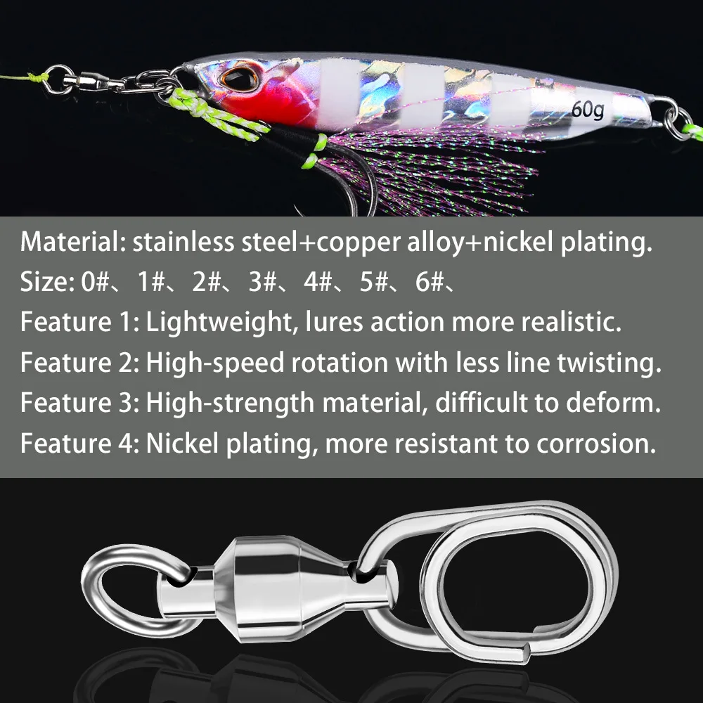 Giratorios con rodamiento de acero inoxidable – Clip rápido para pesca - imagen 3