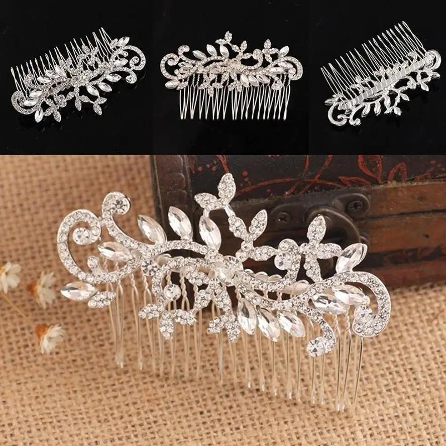 Peineta nupcial con pedrería y diamantes de imitación vintage - imagen 3