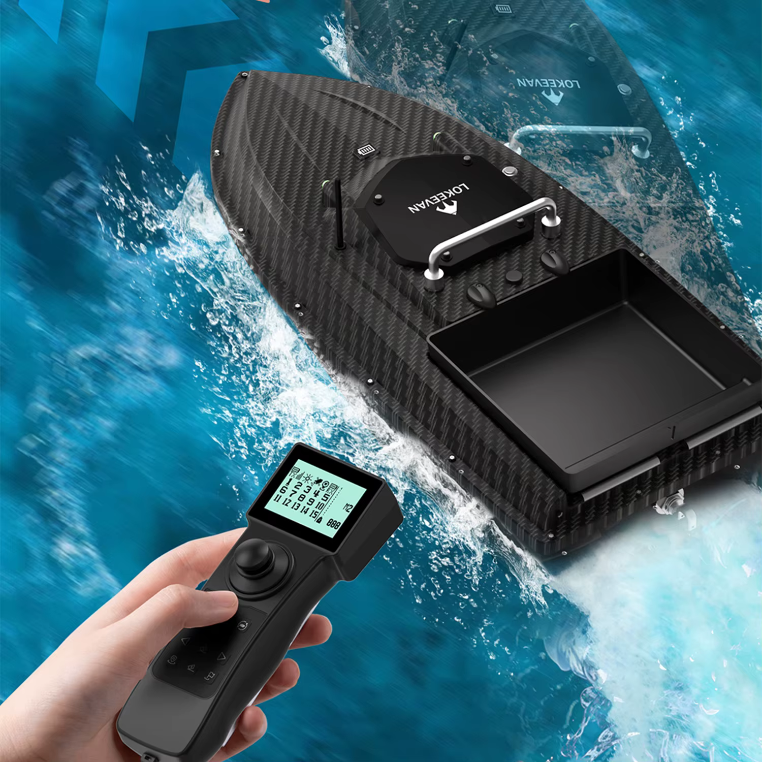 Barco cebador RC GPS D80B – Retorno automático y cebado