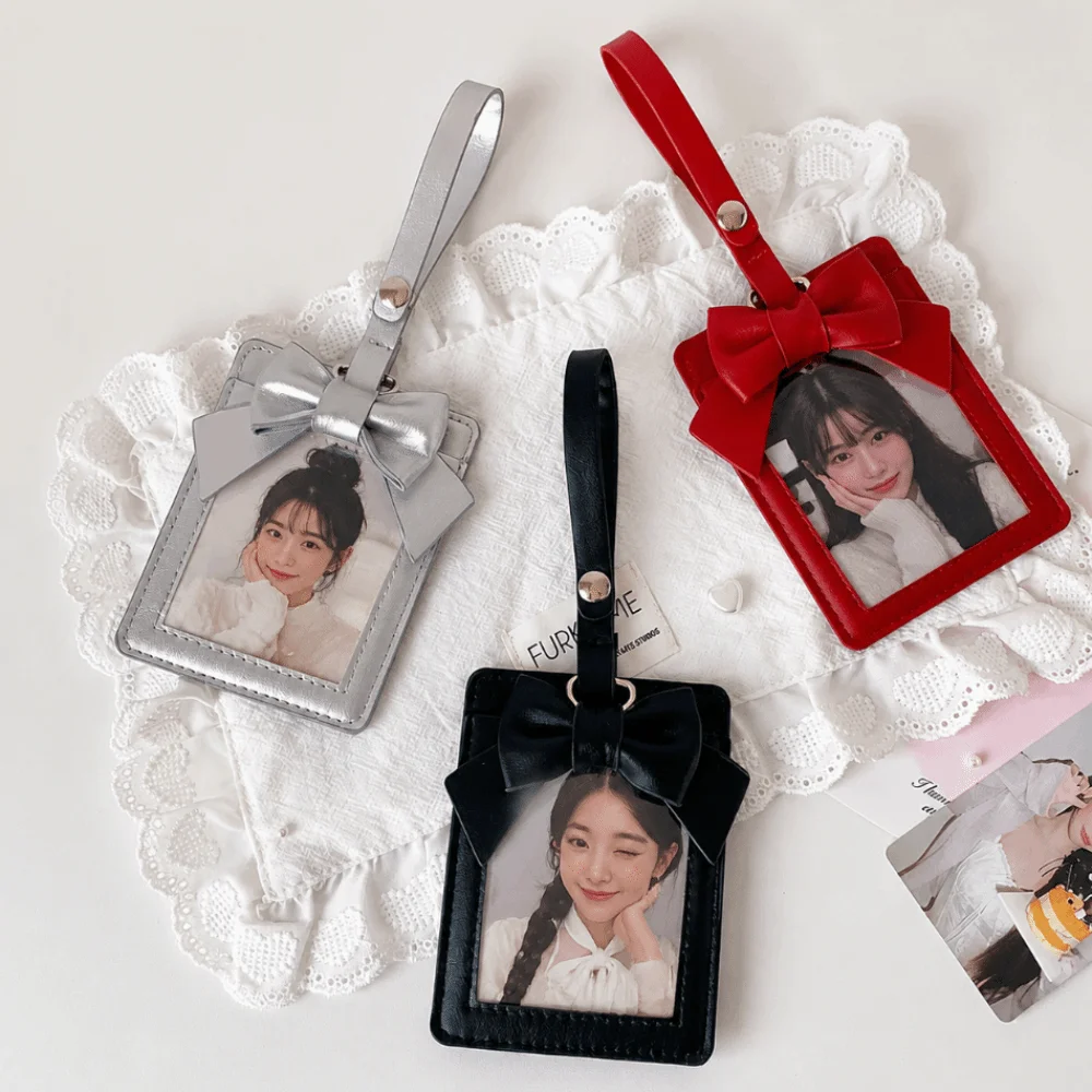 Porta tarjetas de cuero PU con lazo y funda protectora para fotos - imagen 2