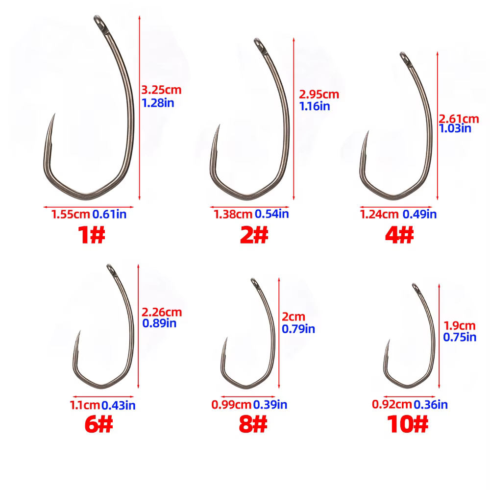 Hirisi 8042 – Anzuelos de pesca con muerte, ojal y recubrimiento PTFE