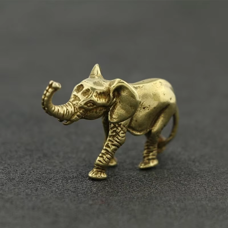 Elefante de bronce para escritorio - Mini figura decorativa de pesca - imagen 5