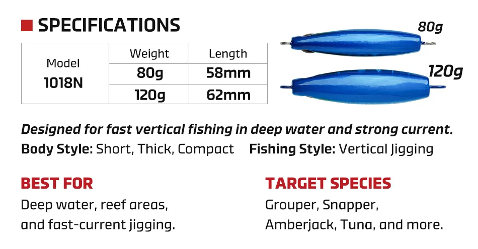 Jig compacto para pesca lenta