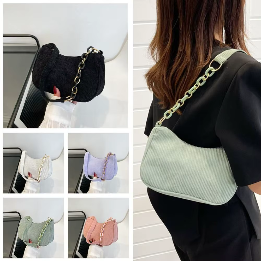 Bolso Bandolera de Pana con Cadena y Cremallera – Estilo Clutch - imagen 5