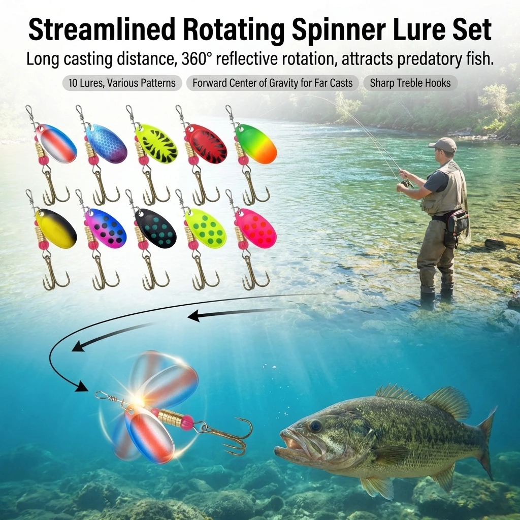 Spinnerbait metálicos multicolor con acabado plateado para pesca - imagen 5