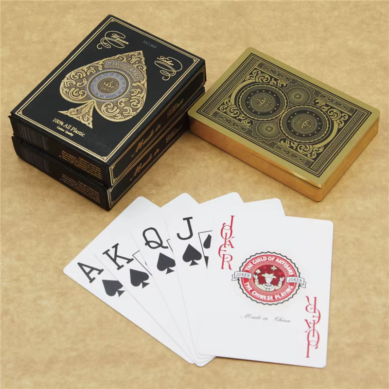 Baraja Texas Holdem 24K Oro plástico impermeable regalo ocio - imagen 2