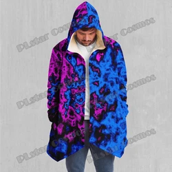 Capa con capucha Sherpa 3D psicodélica geocídica, invierno gruesa