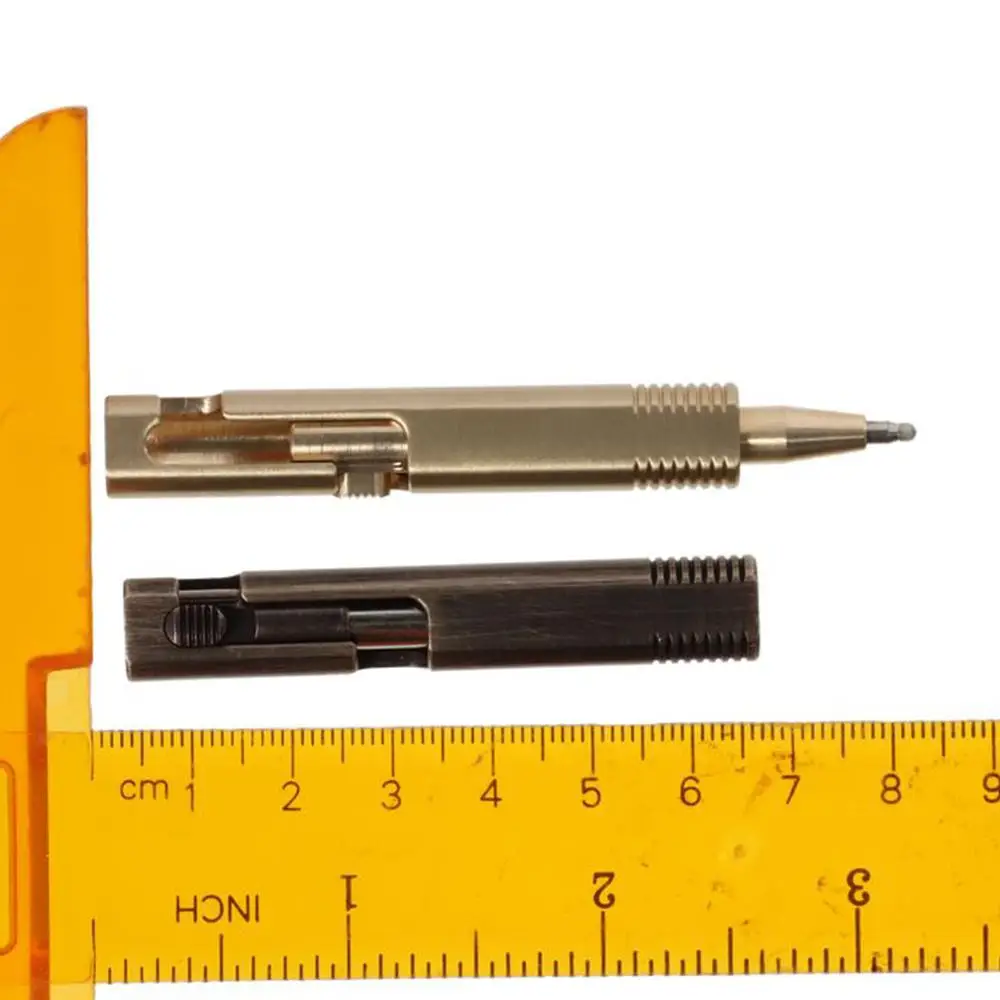 Bolígrafo de latón retráctil recargable – Mini para bolsillo y firma