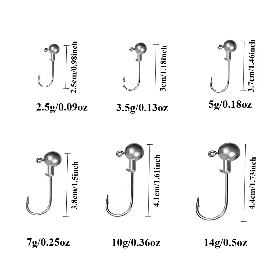 Jig Head Bola Redonda Vástago Largo – Anzuelos para Pesca con Vinilo - imagen 4