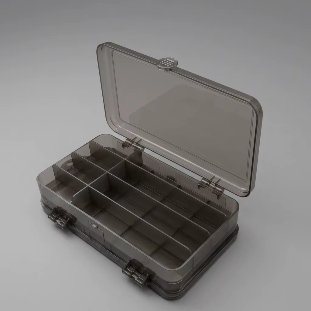 Interior de la caja organizadora de señuelos