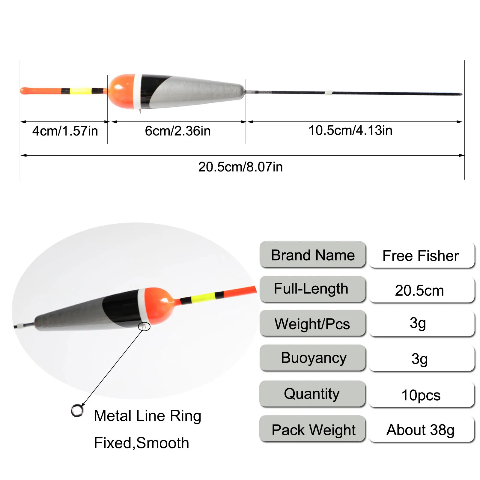 FREE FISHER Flotadores de corcho con antena de madera - imagen 5