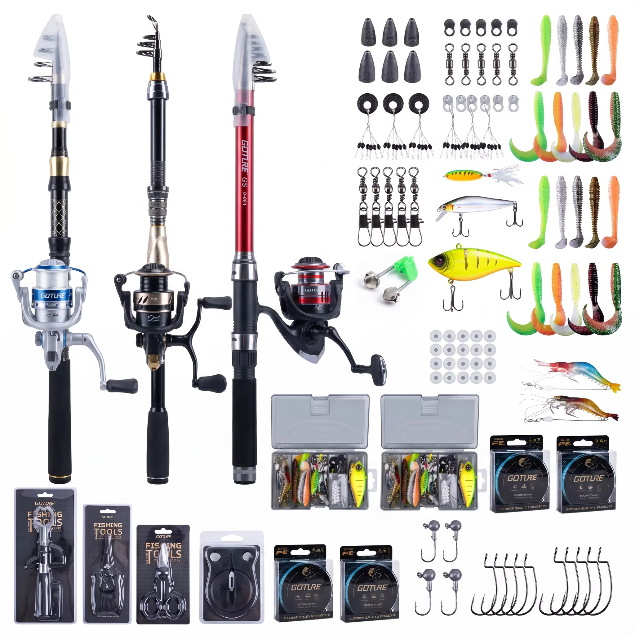 Caña Telescópica Goture con Carrete – Combo Completo para Pesca - imagen 2