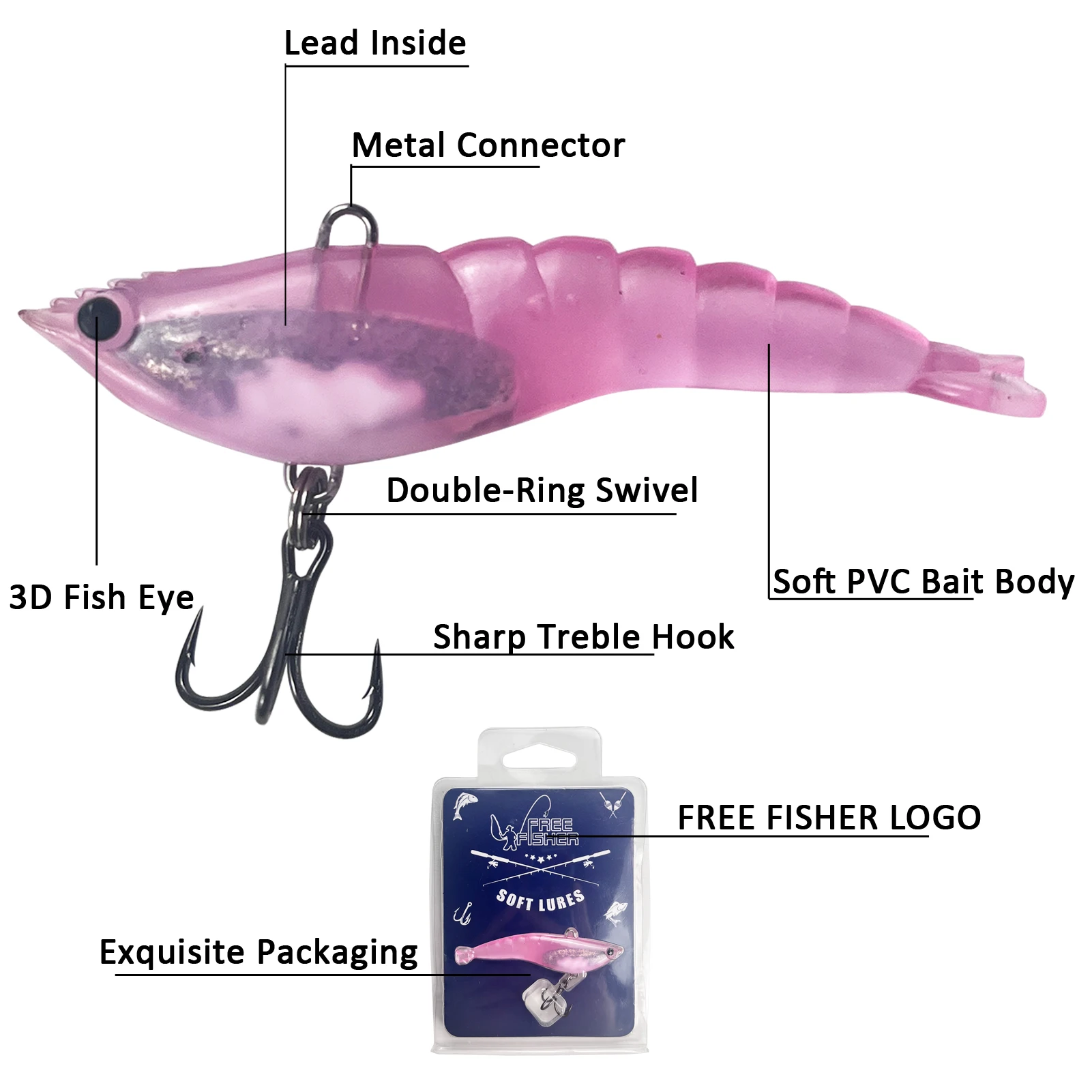 FREE FISHER Señuelos blandos lubina con cabeza Jig para arrastre