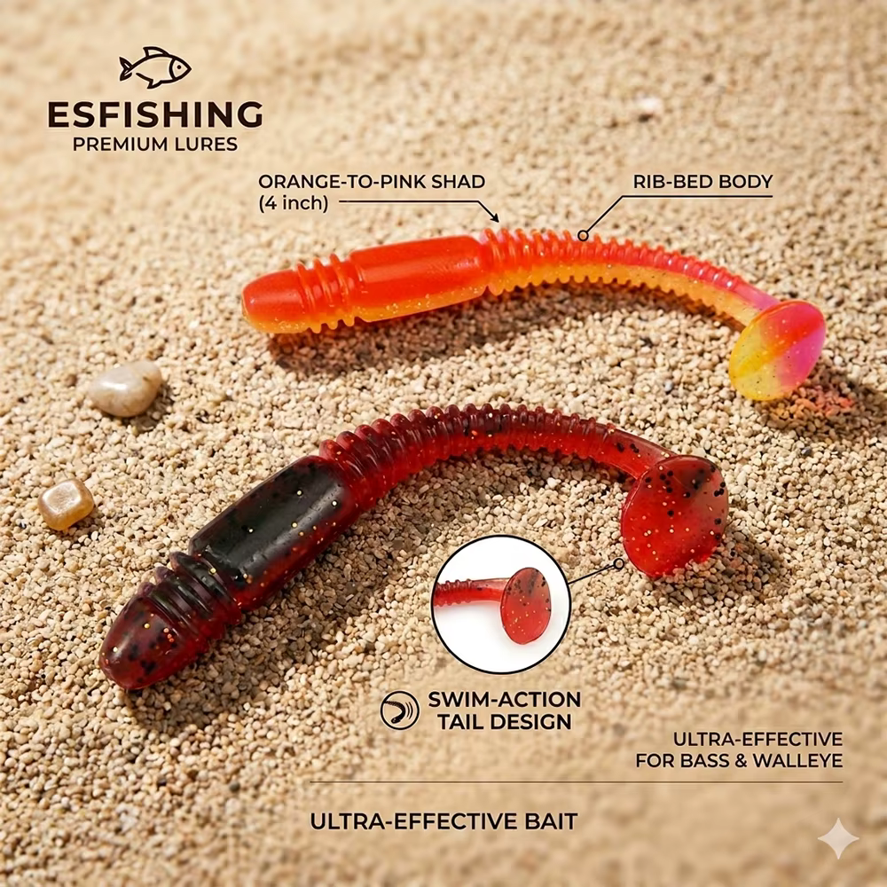 ESFISHING Vibro Worm 100mm – Swimbait de silicona para lubina y trucha - imagen 2