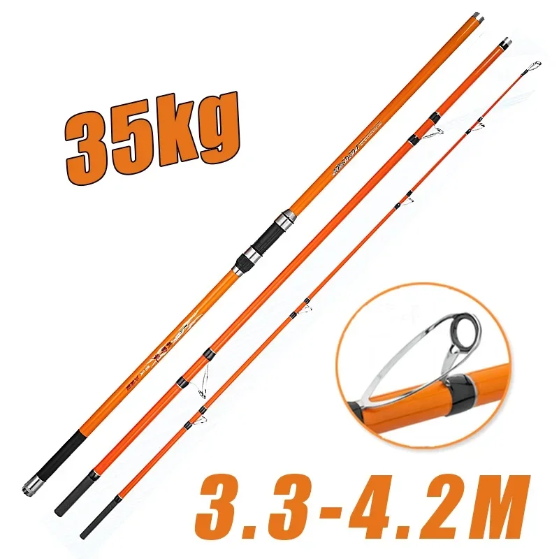 Caña de pesca surf carpa portátil fibra carbono agua salada resistente