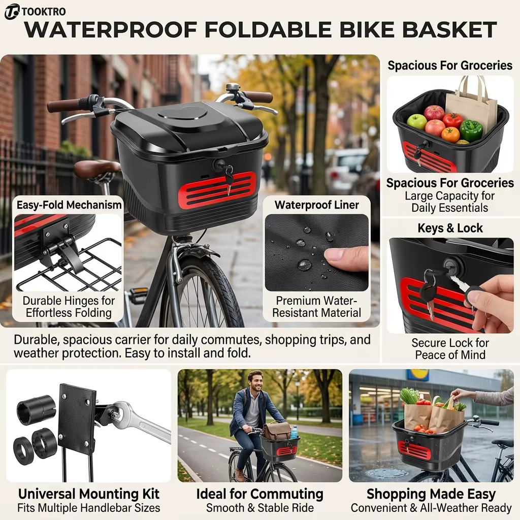 Cesta plegable impermeable para bicicleta con base antideslizante - imagen 3