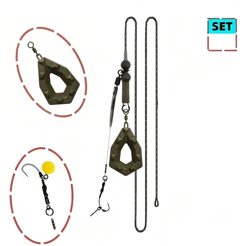 Aparejos para carpa con plomos camuflaje diamante y anzuelos - imagen 2