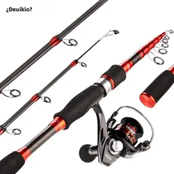DEUKIO Set pesca caña ultraligera de carbono y carrete