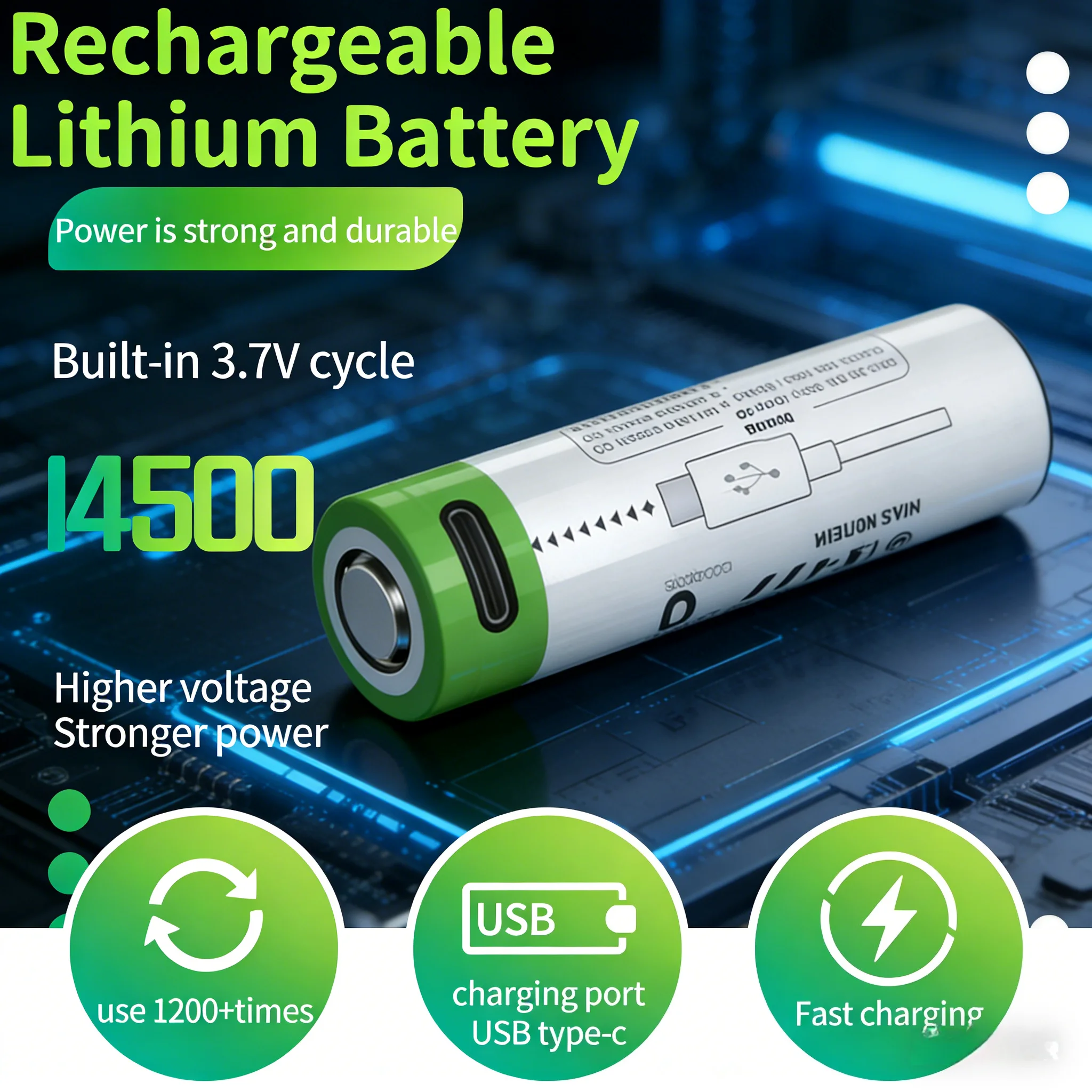 Batería recargable 14500 con puerto Tipo-C