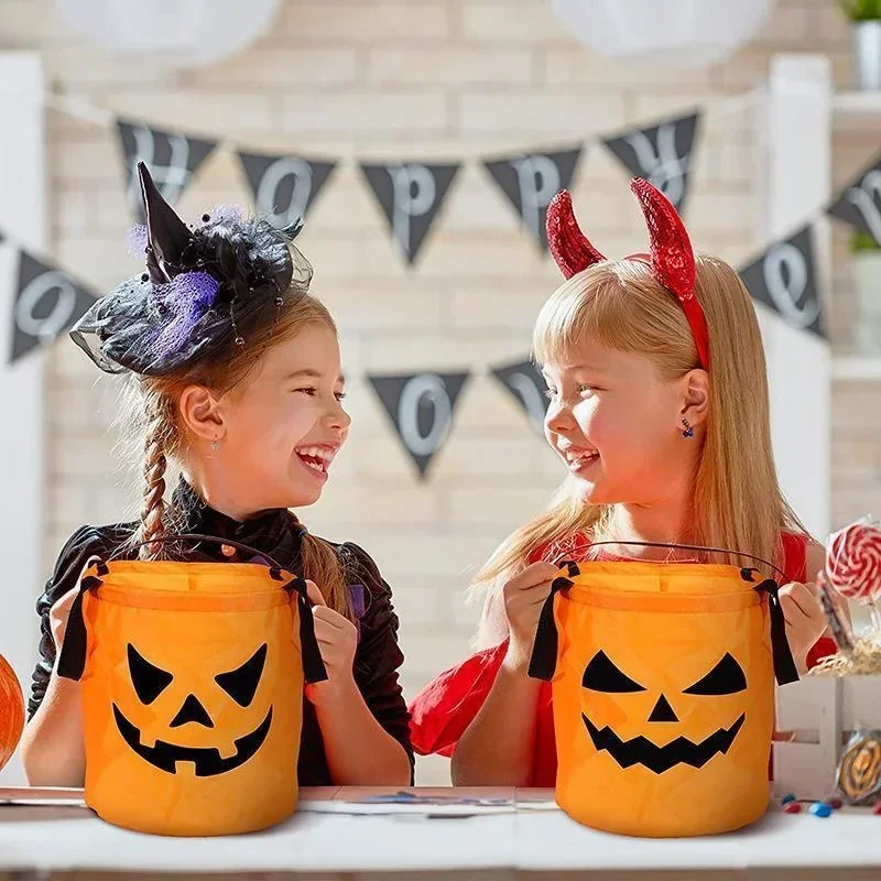 Cesta de dulces plegable con luz LED calabaza Halloween - imagen 2