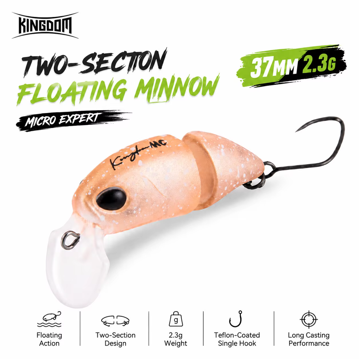 Señuelo Kingdom Micro Minnow – Crankbait flotante articulado para trucha - imagen 5