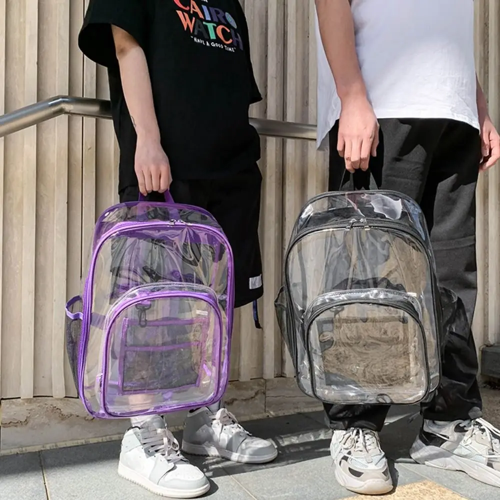 Mochila transparente PVC impermeable gran capacidad bandolera doble - imagen 3