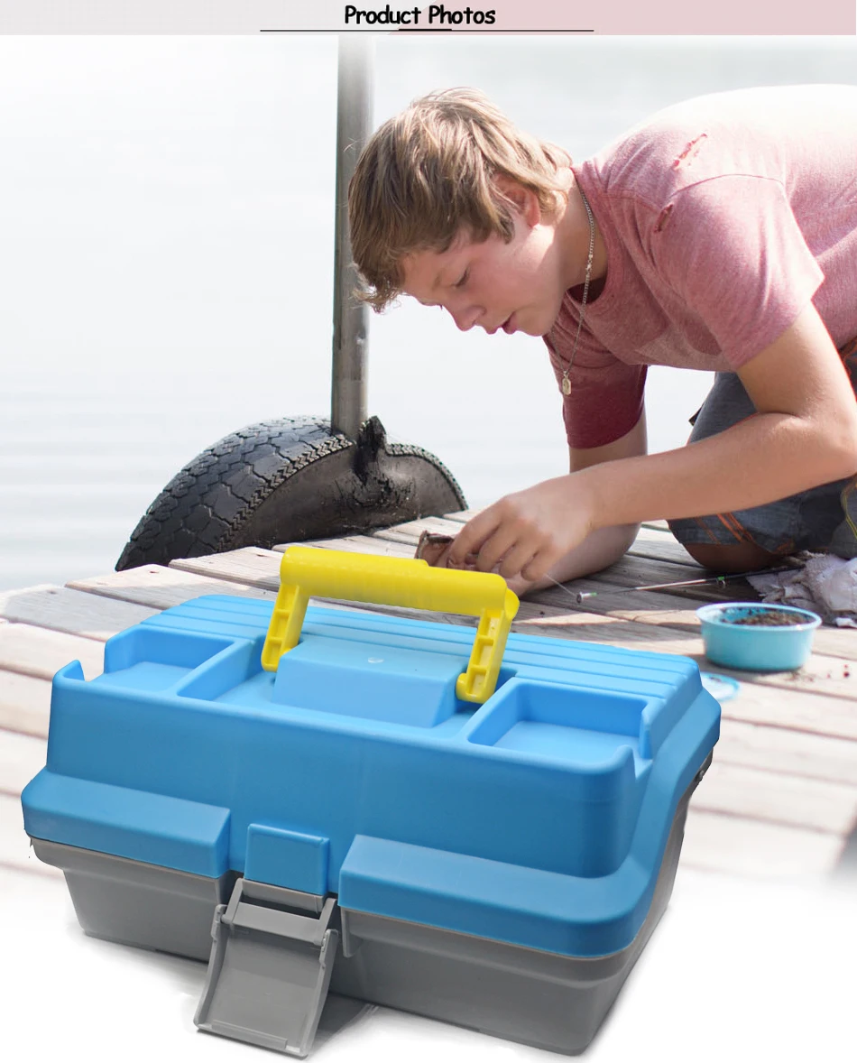 Caja de pesca portátil MNFT de plástico con 3 niveles