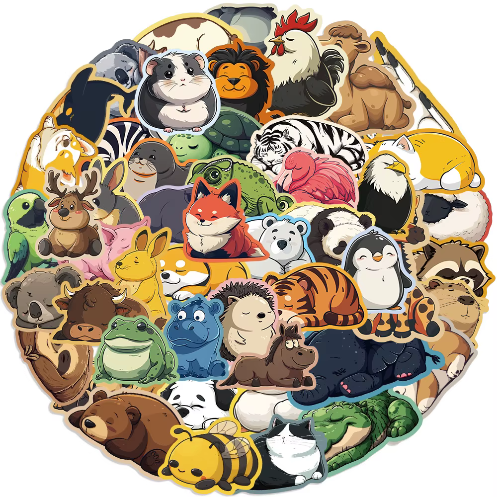 Pegatinas impermeables infantiles animales rechonchos estilo graffiti - imagen 3