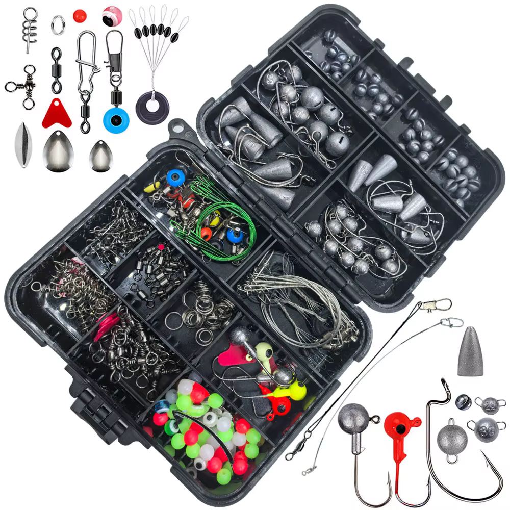 Kit de Aparejos de Pesca: Anzuelos, Plomos y Emerillones con Caja para Lubina y Trucha - imagen 2