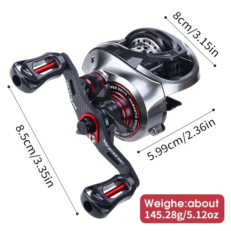 Carrete de pesca WEIHE carbono ligero, freno magnético - imagen 2
