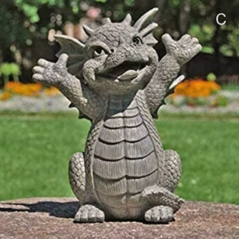 Estatua de jardín dragón LED en resina – Decoración pesca exterior - imagen 3
